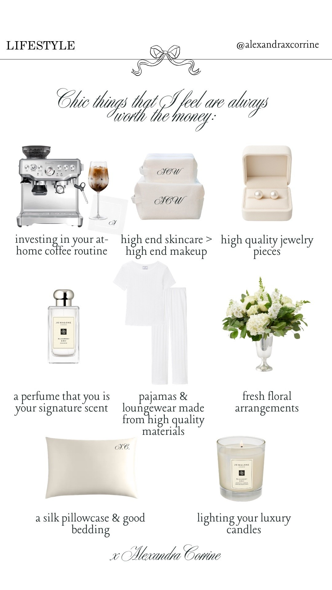 Chic things that I feel are always worth the money 🤍 

Trend, chic aesthetic, lifestyle, elegant living, chic girl essentials, high quality, frugal chic