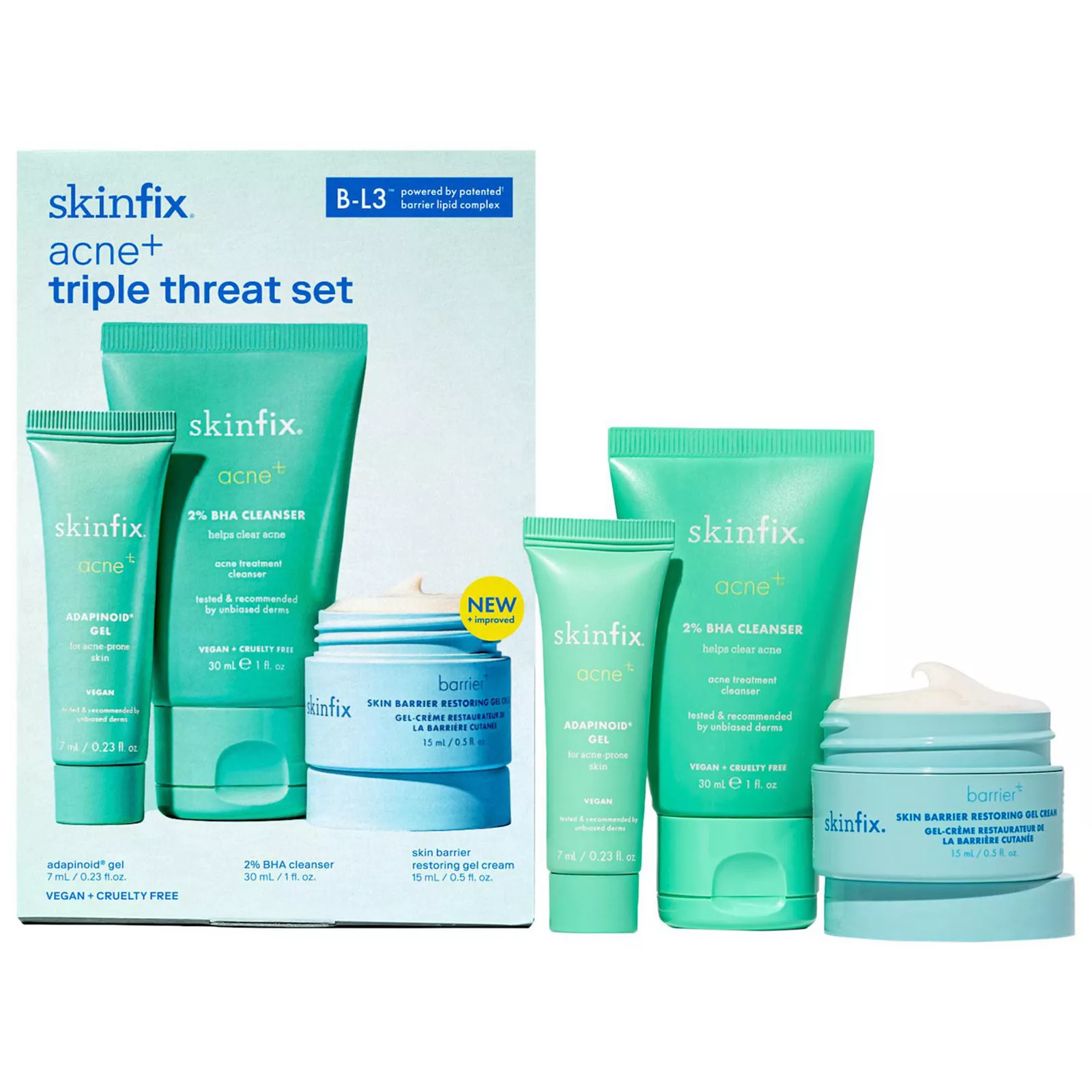 Skinfix acne+ triple threat set with Salicylic Acid (BHA) + Niacinamide with B-L3, Size: 1.72 FL Oz, None | Kohl's
