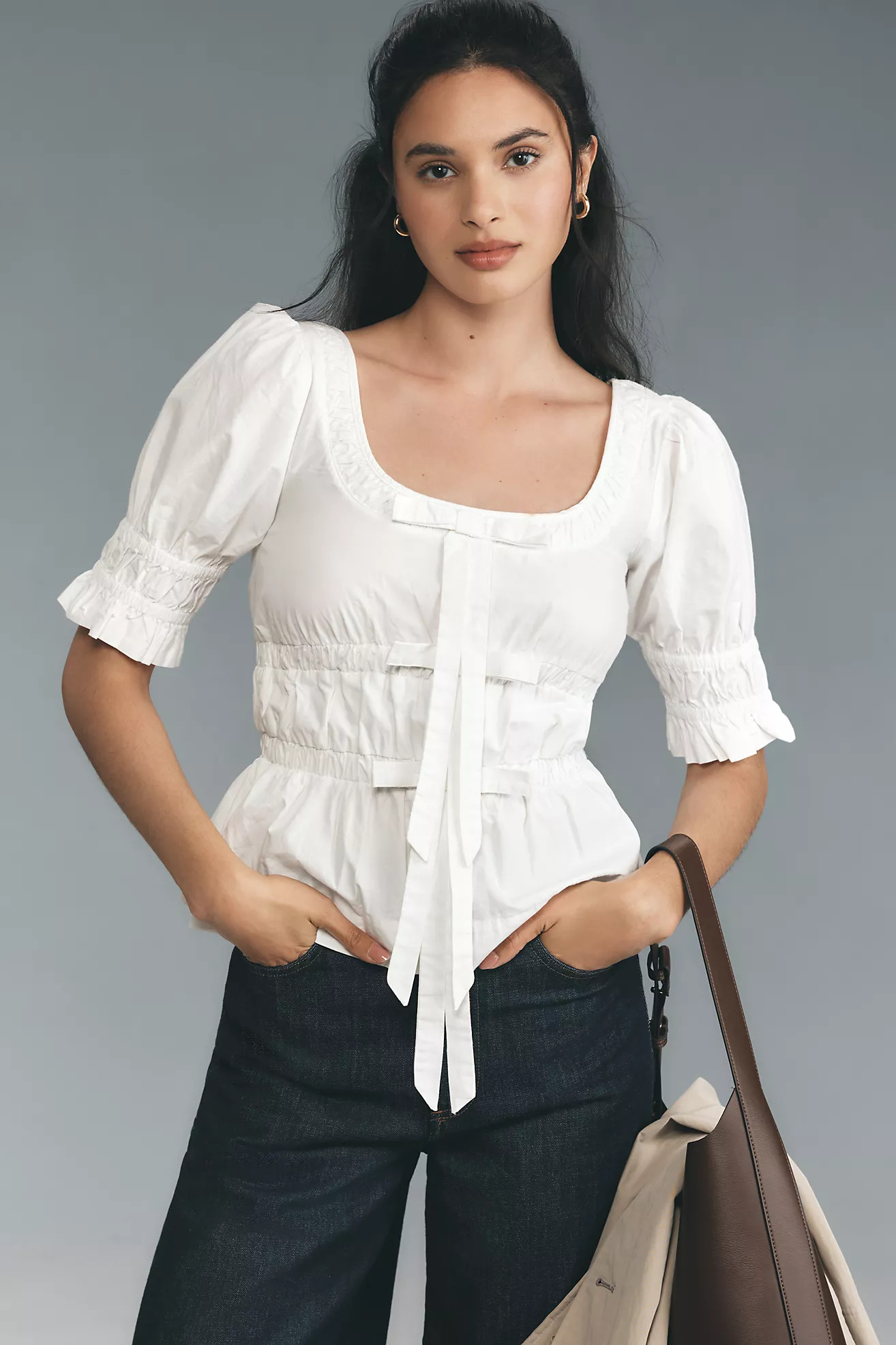 Damson Madder Bianca Ruffle Bow Blouse | Anthropologie (US)