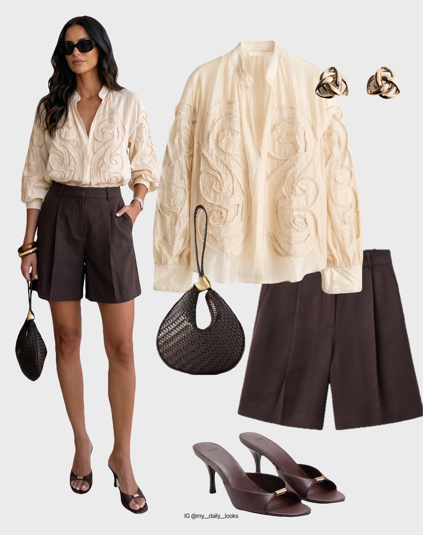 Summer blouse outfit 🖤

Tags: summer outfits, summer blouses, embroidery, satin blouse, crochet blouse, white blouse, office look, capsule wardrobe, high street.