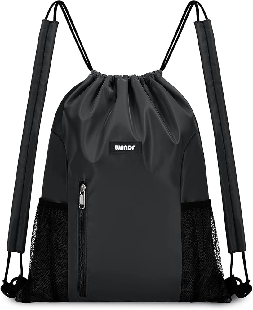 WANDF Drawstring Backpack with Shoulder Pad Sports Gym Backpack with Mesh Pocket String Bag for W... | Amazon (US)