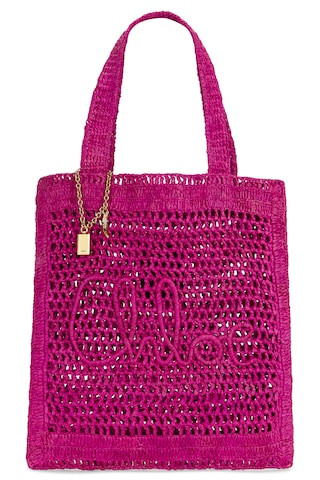 Chloe Summer Banana Tote Bag in Fuchsia | FWRD 