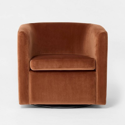 Vernon Upholstered Barrel Swivel Accent Chair Rust: No Assembly, Cushioned, Polyester - Threshold™ with Studio McGee | Target