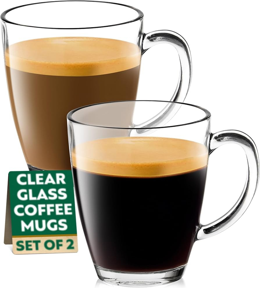 Eparé Clear Glass Coffee Mugs - 12 oz Clear Transparent Tea Cups & Coffee Glasses - Clear Coffee... | Amazon (US)