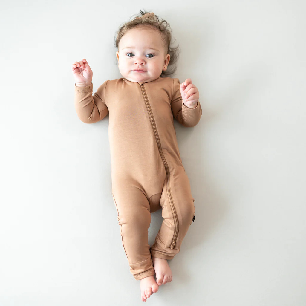 Zippered Romper in Latte | Kyte Baby