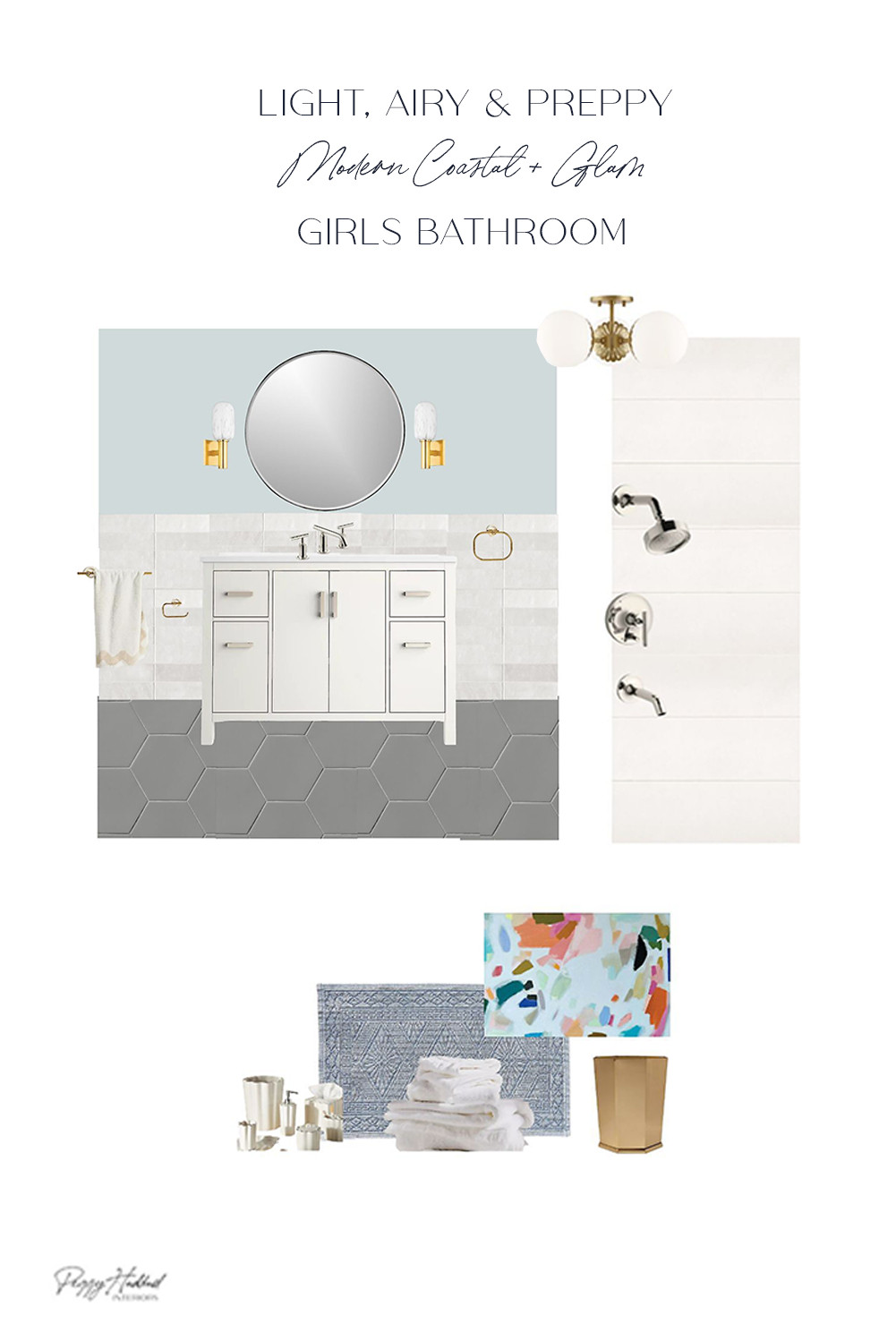 This Modern Coastal Girls Bathroom is a breath of salty sea air—elevated, timeless, and still totally fun. We paired classic white and soft blue with playful curves and brass details for a space that grows with her. ✨

#coastalbathroom #girlsbathroomdecor #brassfixtures #ltkhome #bathroomdesigninspo
 

 #LTKHome #LTKFindsUnder100