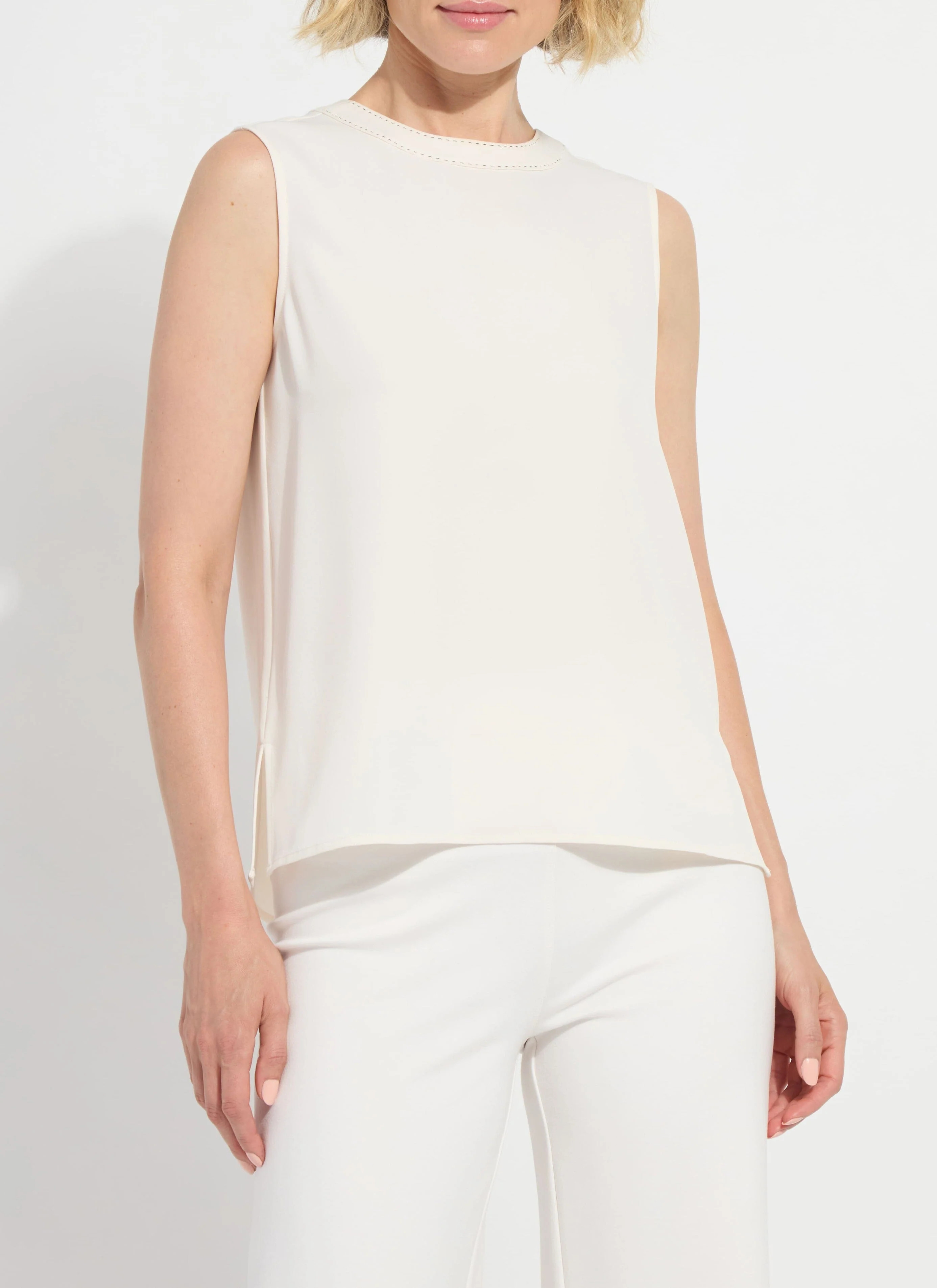 Kavita Crew Neck Contrast Stitching Shell | Lysse NY