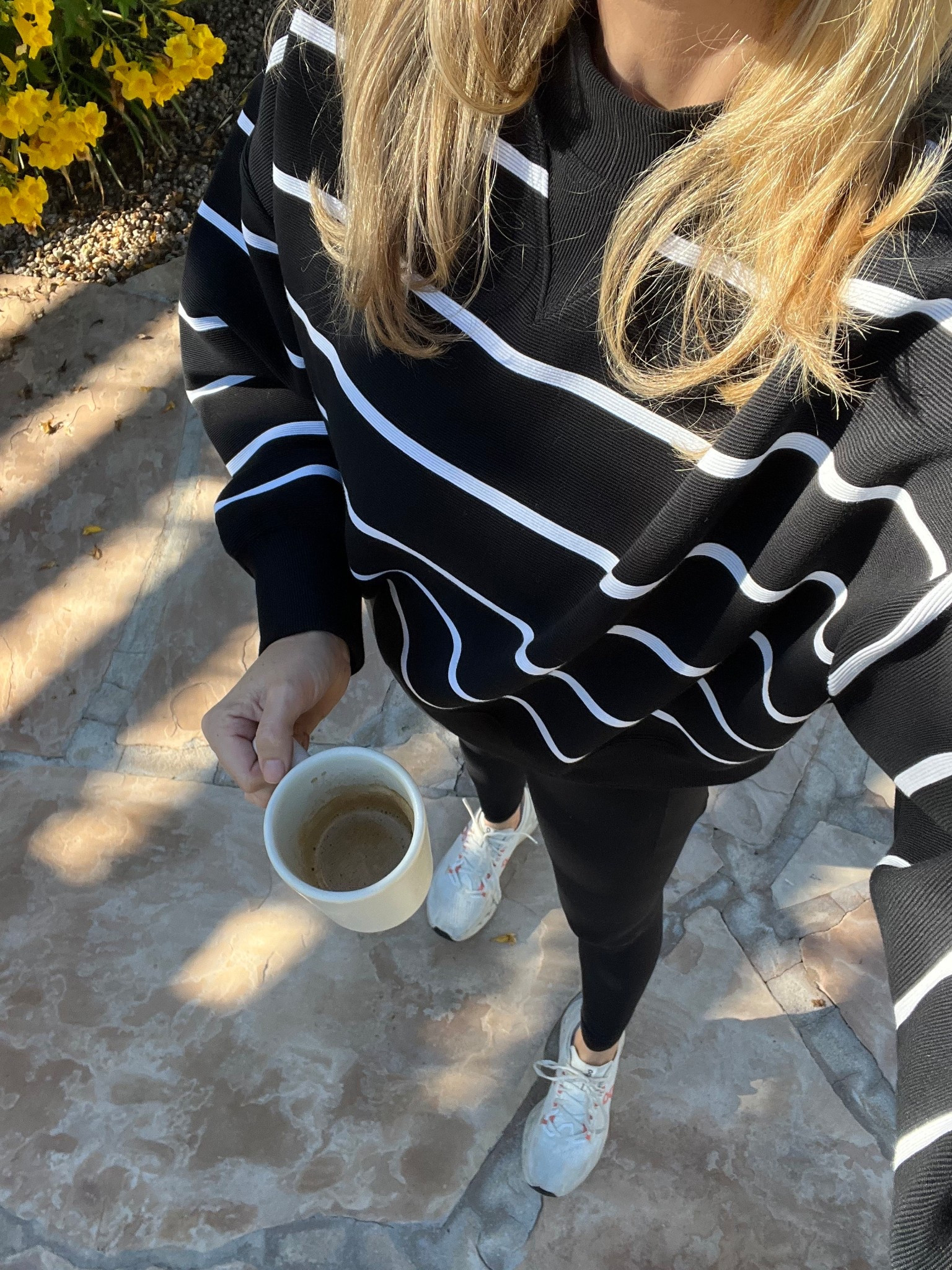School dropoff uniform 

Just got this black and white striped from Dicks. Can go over shoulders with a white tee and jeans for a travel day and look chic!

Leggings are our favorite salutation stash (with discreet side pocket) for phone 🙌🏼

Runs tts. Laura wearing smalls here. 

#LTKActive #LTKSeasonal #LTKOver40