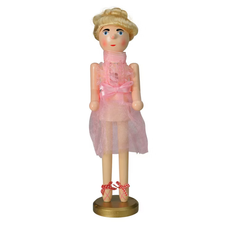 Northlight 15.5" Pink Tutu Blonde Wooden Ballerina Wooden Christmas Nutcracker | Target