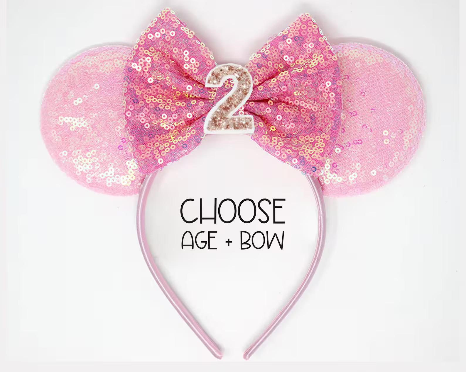 2nd Birthday Mouse Ears | Second Birthday Mouse Ear Headband | 2nd Birthday Ears | Candy Pink Mou... | Etsy (US)