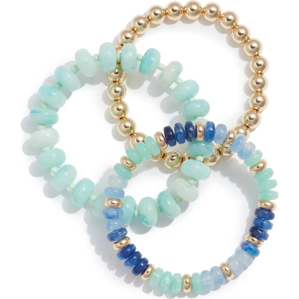 Nordstrom 3-Pack Beaded Bracelets in Blue Multi- Gold at Nordstrom | Nordstrom