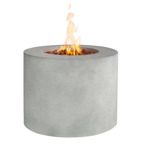 Kinger Home 32 Inch Outdoor Propane Concrete Fire Pit Table for Patio, Weather Cover, Lava Rocks,... | Walmart (US)
