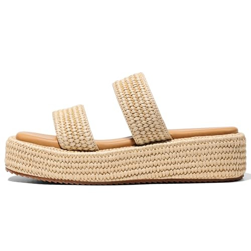 Erocalli Platform Sandals Women Cute Wedge Espadrilles Slip on Summer Beach Raffia Vacation Sanda... | Amazon (US)