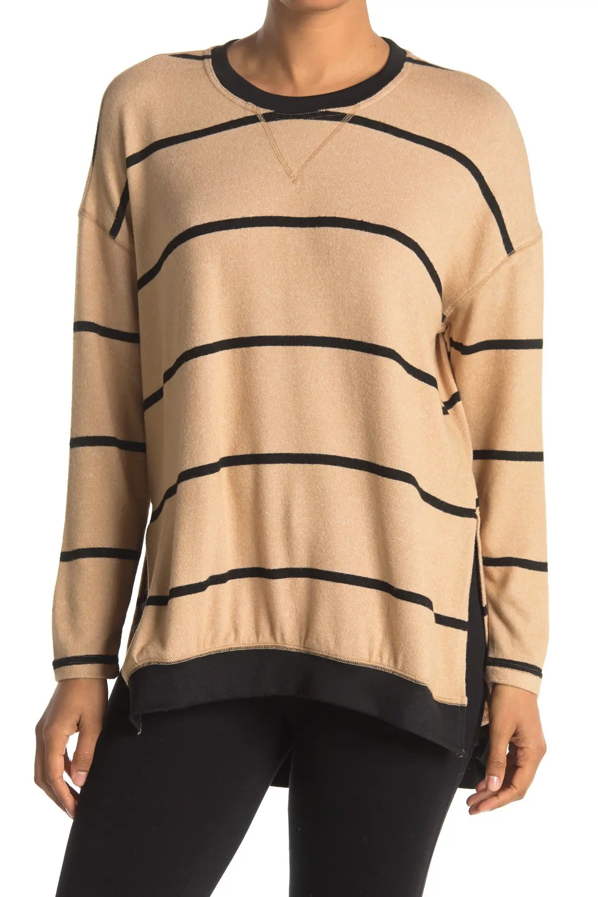 MELLODAY | Stripe High/Low Fleece Tunic | Nordstrom Rack | Nordstrom Rack