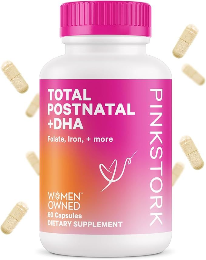 Pink Stork Total Postnatal Vitamins for Women with DHA, Iron, Folate, and Vitamin B12, Postpartum... | Amazon (US)