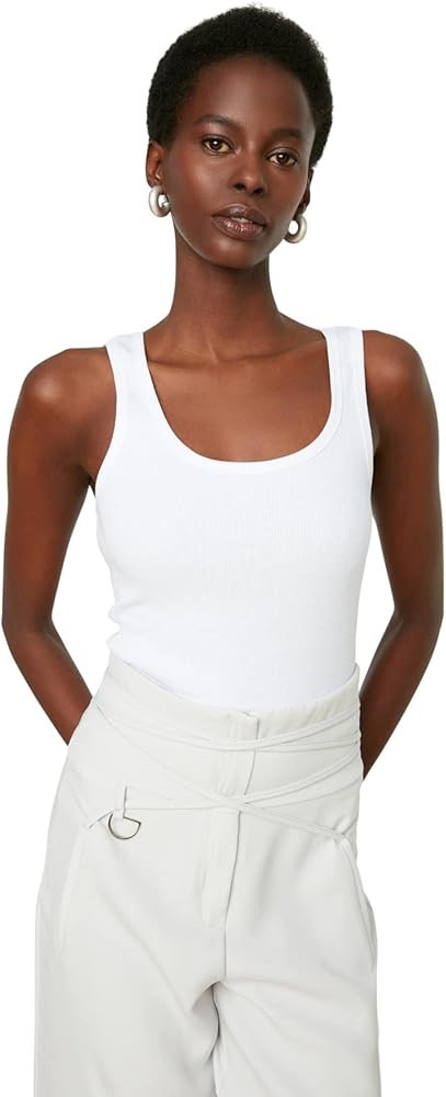 Trendyol Women Regular Basic Scoop Neck Knit Singlet | Amazon (UK)