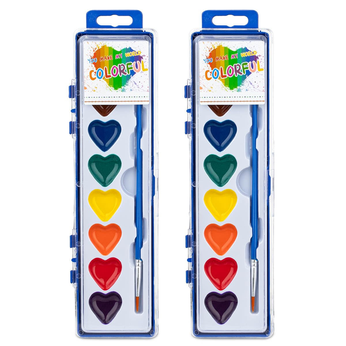 ARTLYMERS 2 Pack Water Color Paint Sets for Kids, 8 Colors Heart Watercolor Paint Set with Paintb... | Amazon (US)