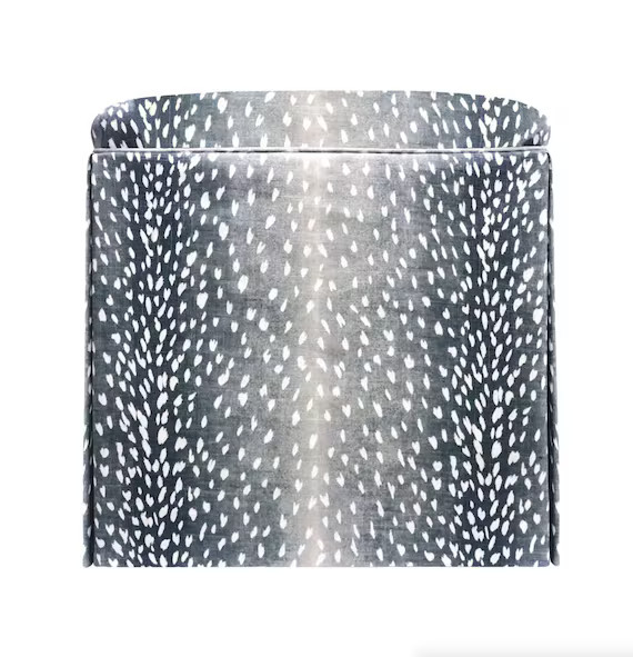 The Skirted Ottoman : Antelope Linen Print // Navy  - Etsy | Etsy (US)