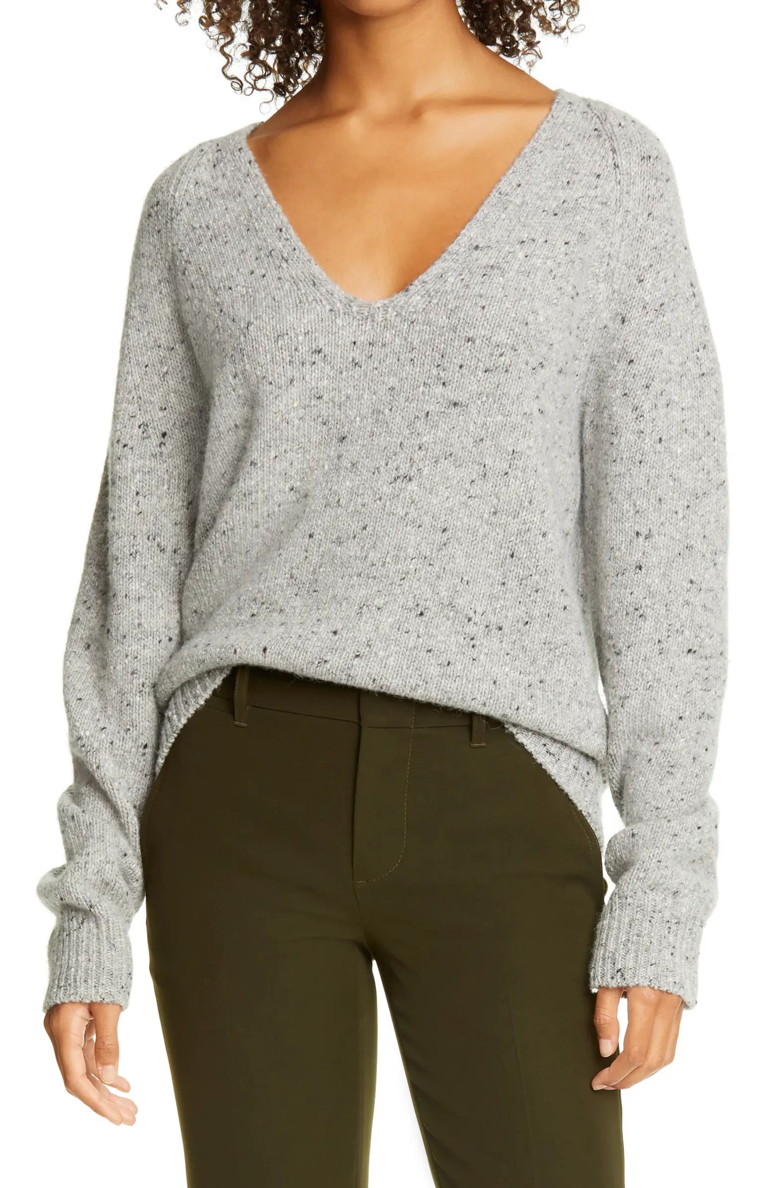 V-Neck Nep Wool Blend Sweater | Nordstrom