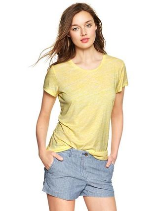 Gap Essential Space Dye Crew Tee - bright lemon meringue | Gap US