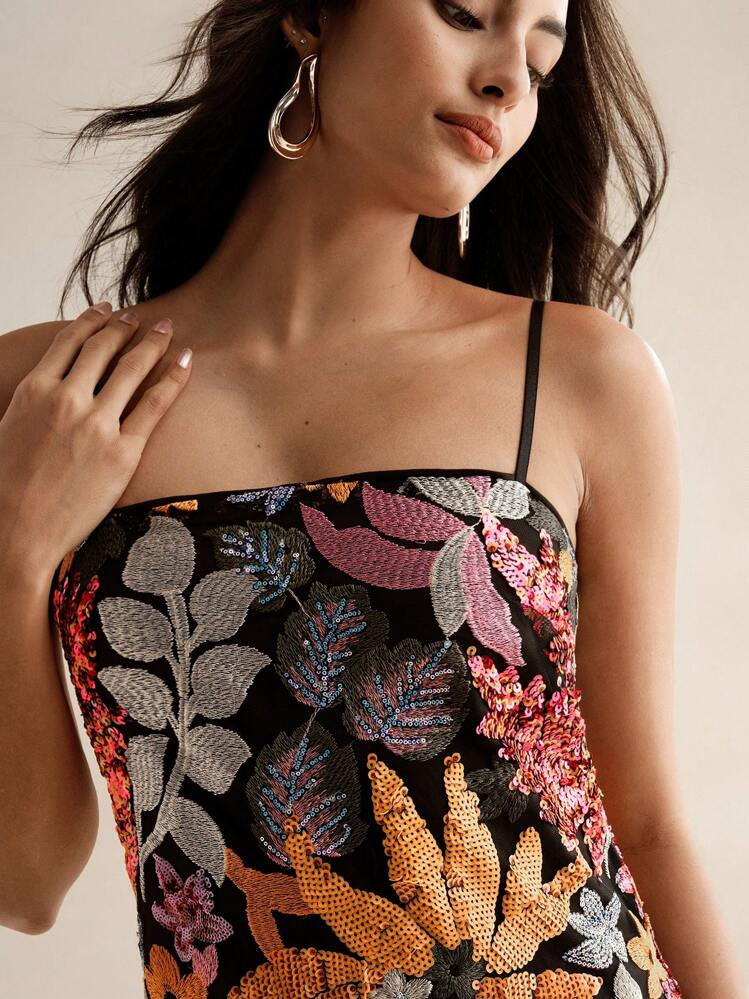 Anewsta Elegant Lady Colorful Printed Beaded Mid-Length Strapless Dress Maxi Women Outfit | SHEIN