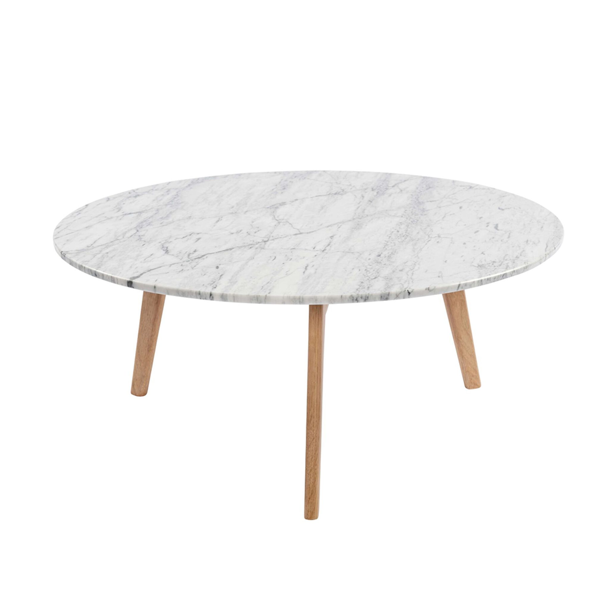 Stella 31" Round Italian Carrara White Marble Coffee Table with Oak Legs | Walmart (US)