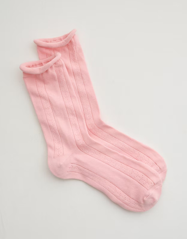 Aerie Knit Pointelle Crew Socks | Aerie