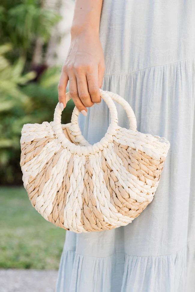 Take A Second Two Toned Braided Semi Circle Purse | Pink Lily