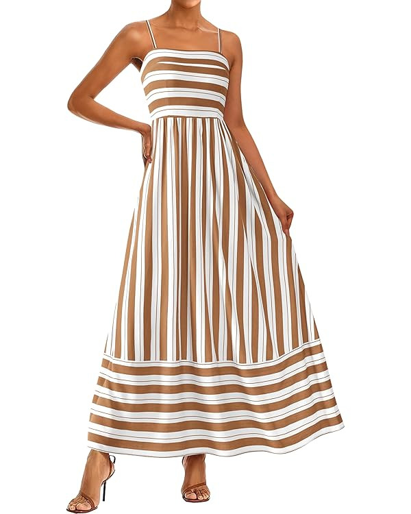 PRETTYGARDEN Summer Dresses for Women 2025 Beach Maxi Dress Spaghetti Strap Floral Boho A Line We... | Amazon (US)