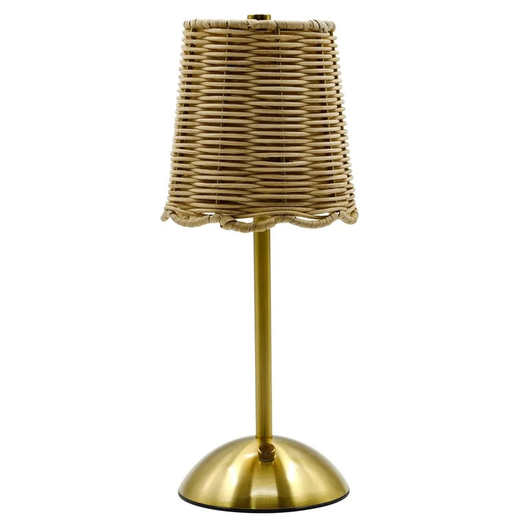 Home Decor Collection Sterling & Noble Home Cordless Indoor Rattan and Gold Colored Table Lamp wi... | Walmart (US)