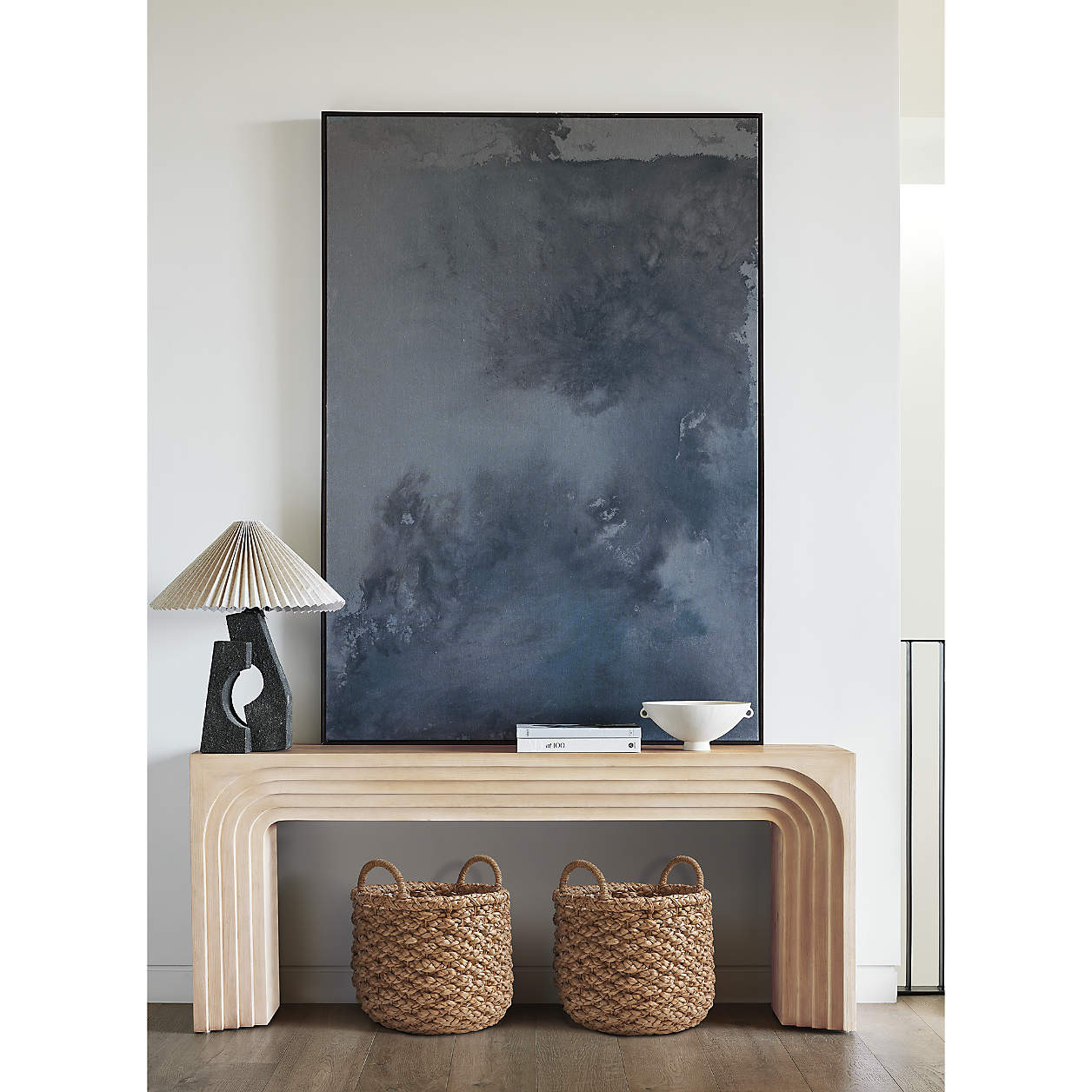 Valo 72" Rectangular Natural Pine Wood Console Table + Reviews | Crate & Barrel | Crate & Barrel