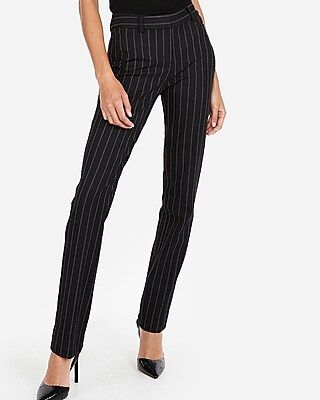Express Womens Mid Rise Straight Leg Dotted Pinstripe Columnist Pant | Express