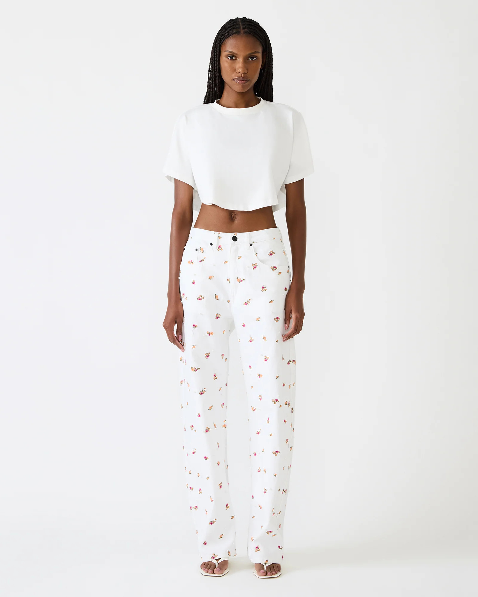 SYDNEE Floral Jean Wide-Leg Denim Floral Print Women's Bottom | Steve Madden (US)