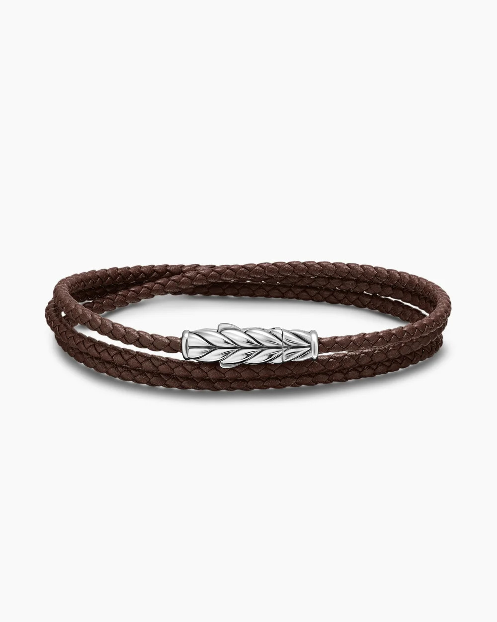 David Yurman | Chevron Triple Wrap Leather Bracelet with Sterling Silver, 3mm | David Yurman