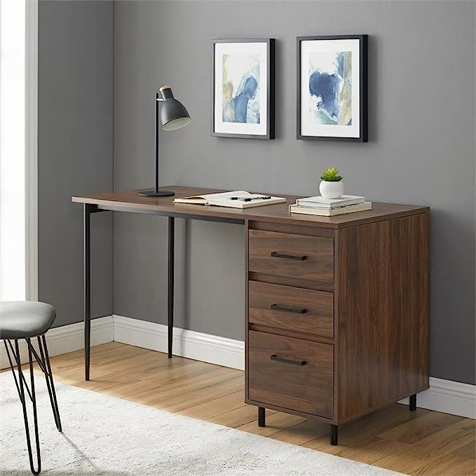Walker Edison 3 Drawer Modern Wood and Metal Computer Writing Desk Home Office Workstation Small,... | Amazon (US)