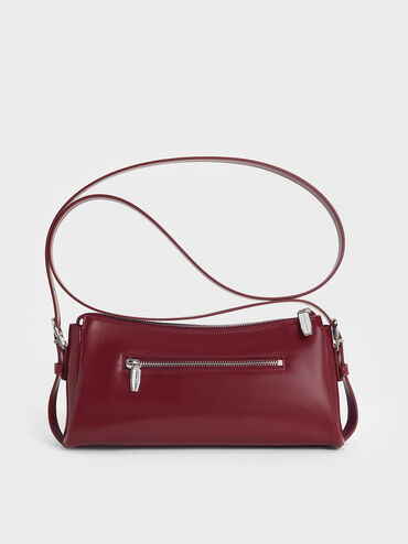 Rachel Elongated Front-Pocket Chain-Handle Bag
    
         - Burgundy | Charles & Keith CA