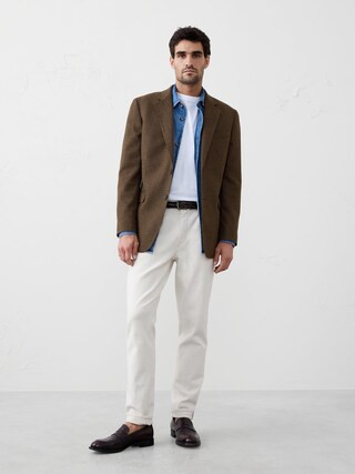 Tailored-Fit Brown Houndstooth Jacket | Banana Republic Factory