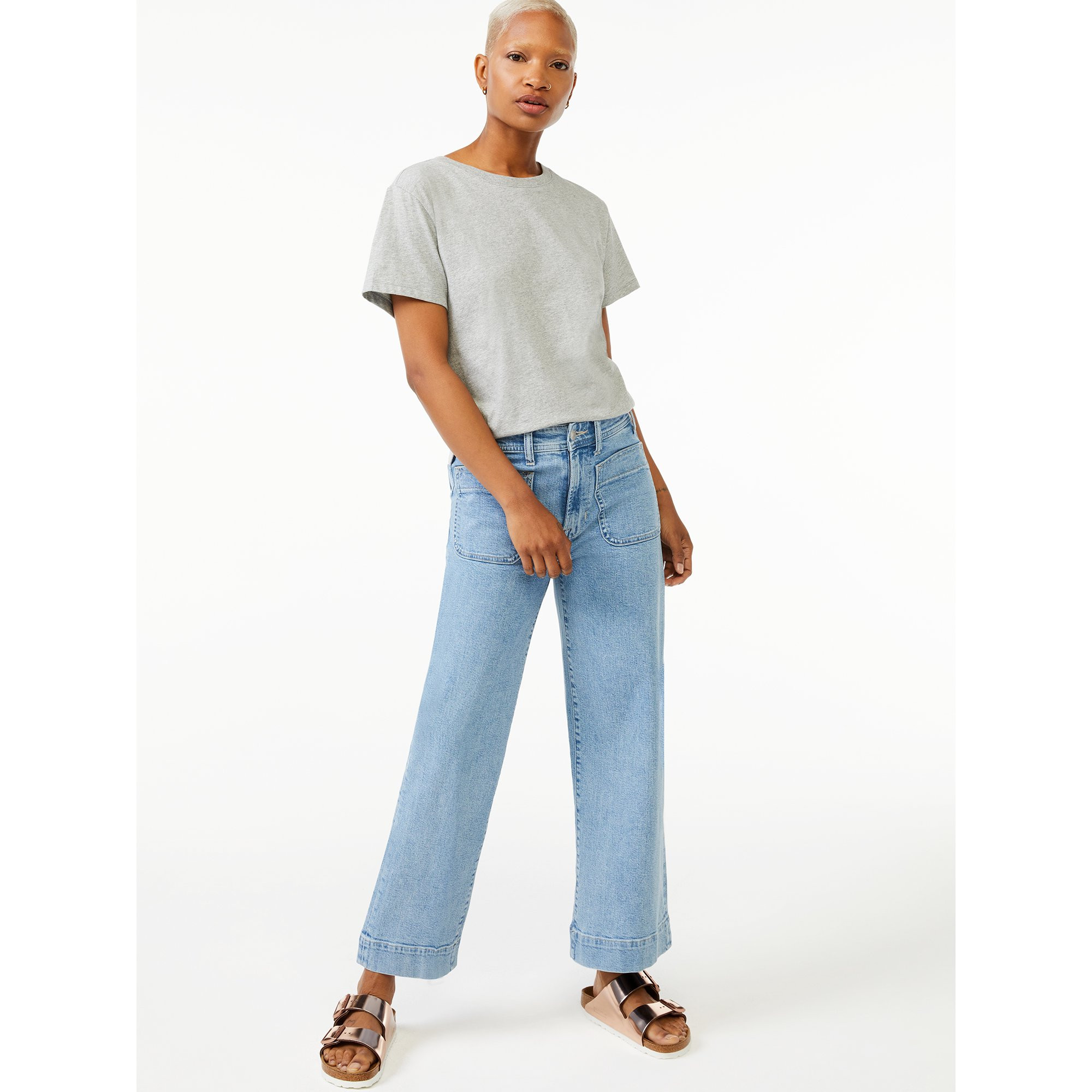 Free Assembly Women’s Short Sleeve Crop Box T-Shirt | Walmart (US)