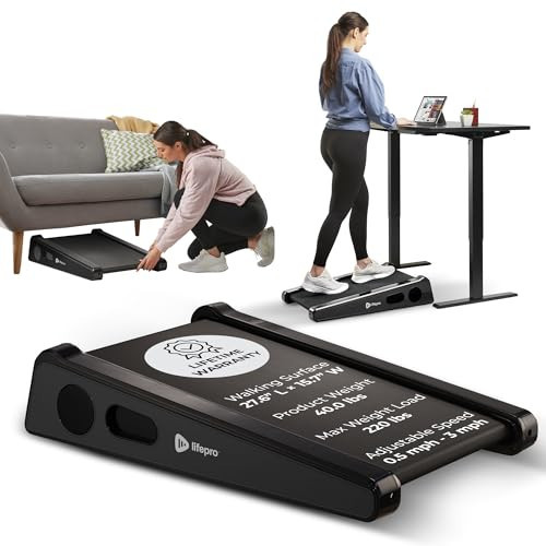 Lifepro Smallest Portable 30in Small Mini Walking Pad Treadmill Installation Free, Adjustable Incline, Under Desk Work Compact Treadmills for Home/Office - Max Load 220Lbs & Speed 3MPH | Amazon (US)