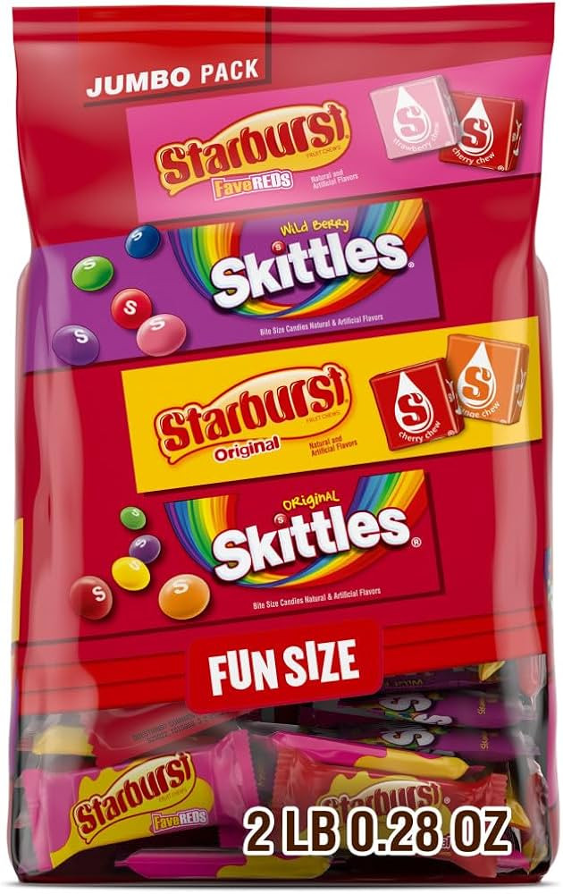 SKITTLES Original & Wild Berry, Starburst Original & FaveReds Fun Size Chewy Candy, Assorted Vari... | Amazon (US)