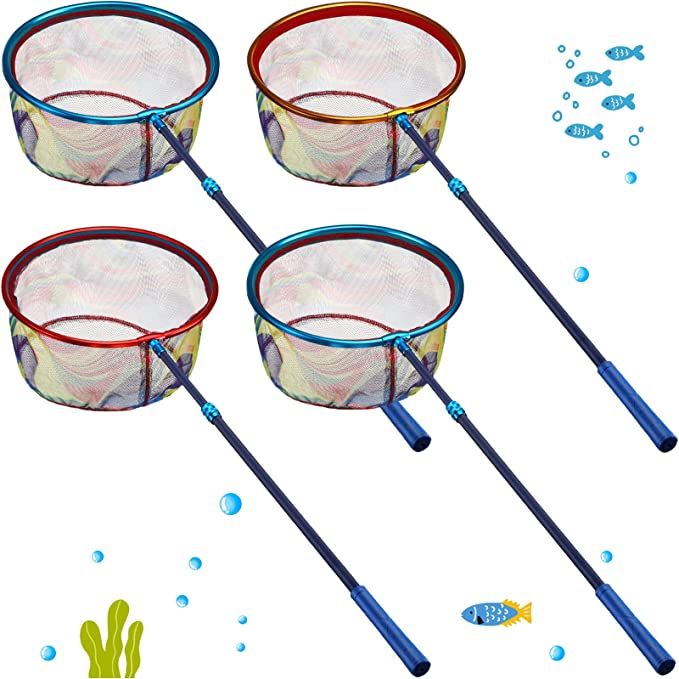 4 Pieces Kids Fishing Net Minnow Nets for Kids Lightweight Fishing Landing Net Beach Net for Boys... | Amazon (US)