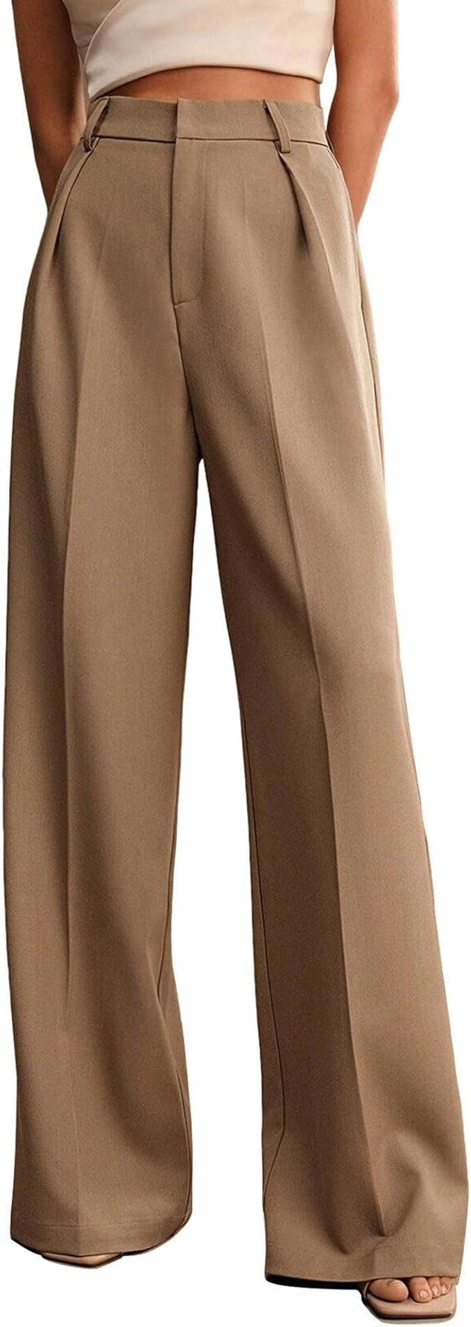 Womens Wide Leg Pants High Waist Straight Work Pants Office Business Casual Palazzo Trousers with... | Amazon (US)