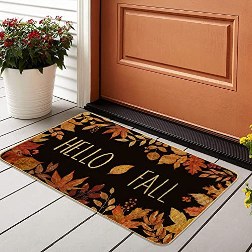Hello Fall Maple Leaves Decorative Doormat, Fall Maple Leafs Door mat Indoor Outdoor Entrance Floor Mat Non Slip Autumn Harvest Vintage Thanksiving Decor Rubber Welcome Mats（29 x17in） | Amazon (US)