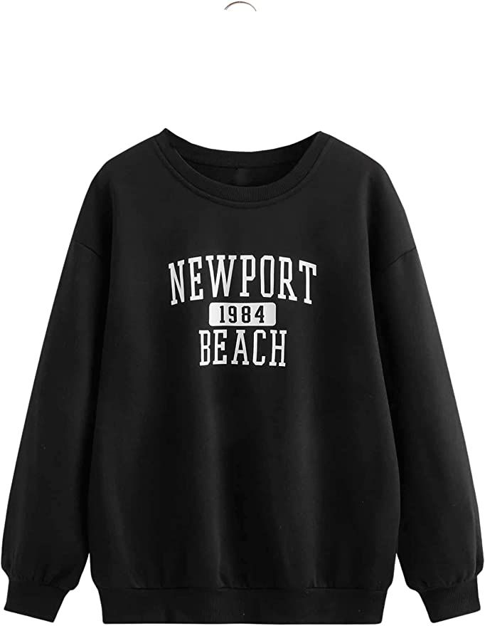 SweatyRocks Women's Casual Sweatshirt Long Sleeve Graphic Print Pullover Tops | Amazon (US)