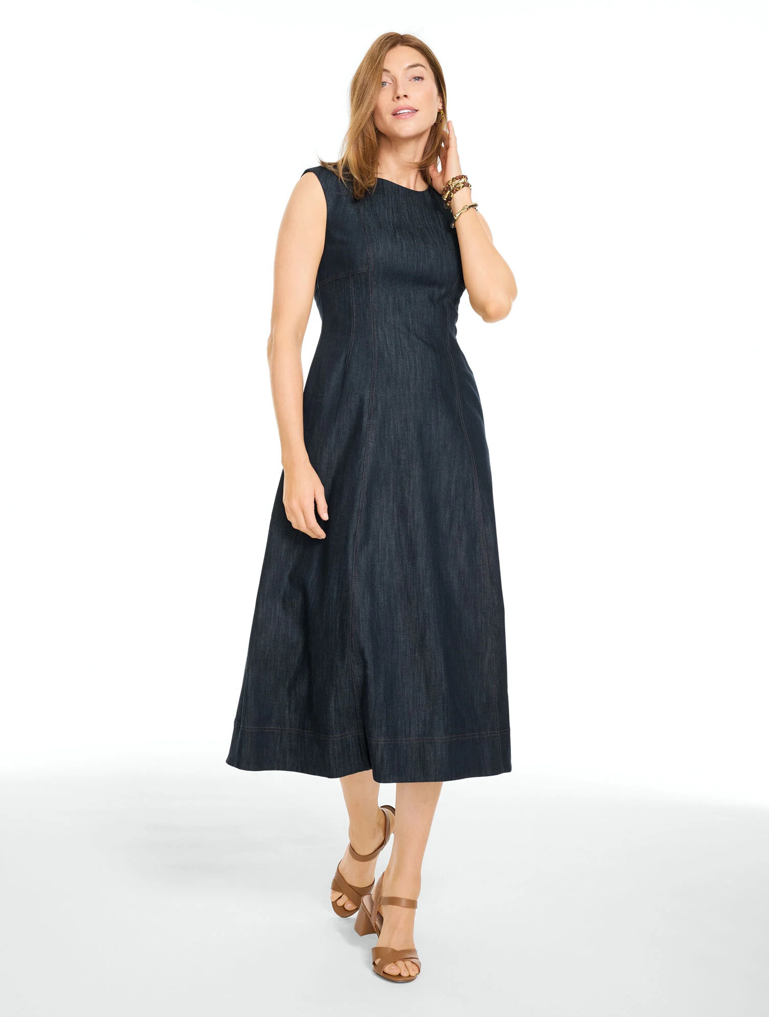 Refined Denim Fit & Flare Dress | Talbots