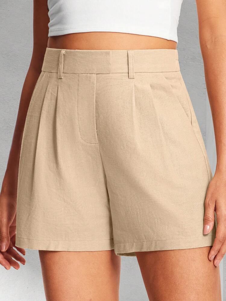 4.7" Linen Shorts For Women Elastic Waist Relaxed Fit Women's Dressy Short With Pockets Casual Business Work | SHEIN