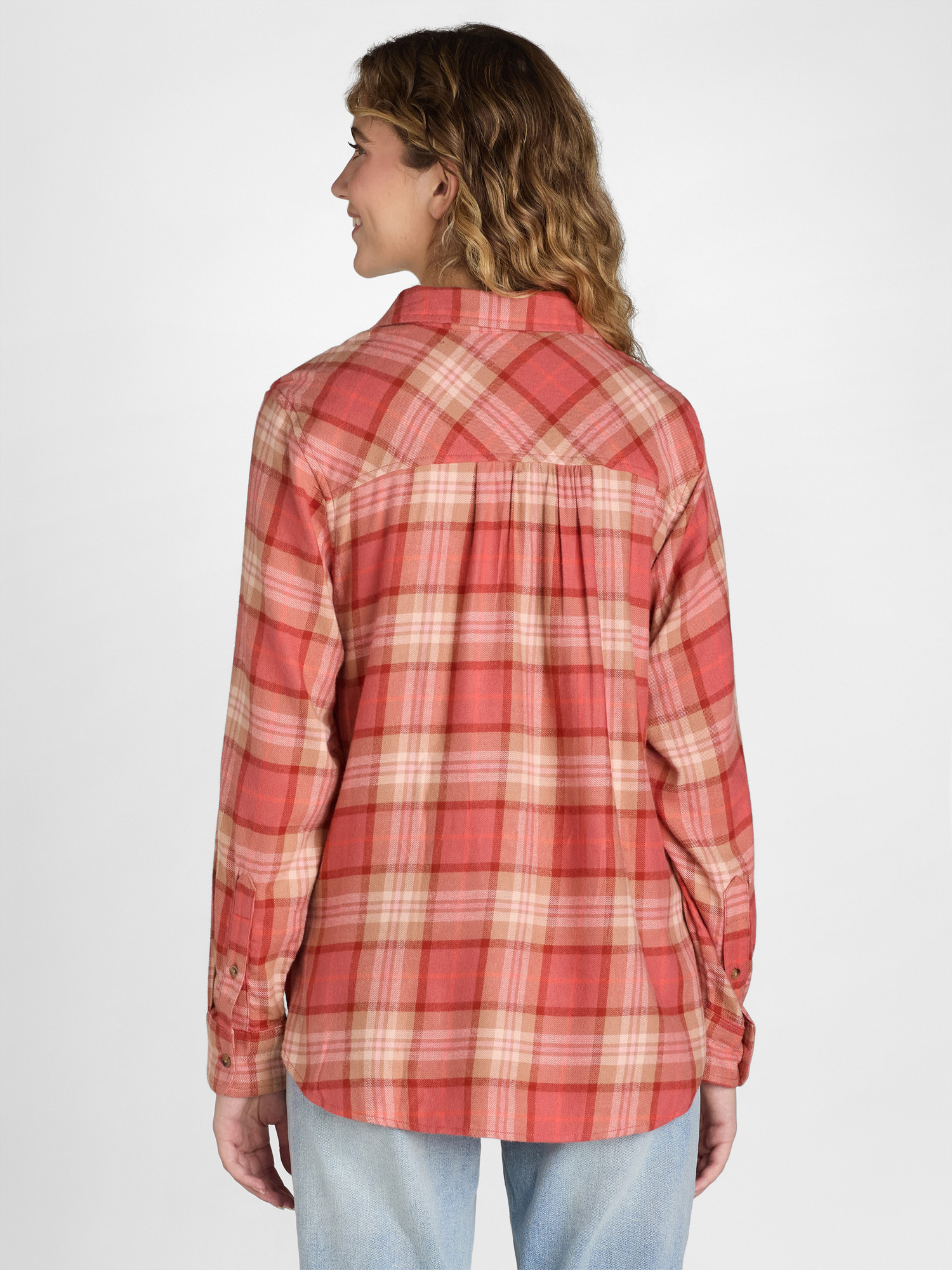 Time and Tru Women's Flannel Shirt with Long Sleeves, Sizes S-XXXL | Walmart (US)