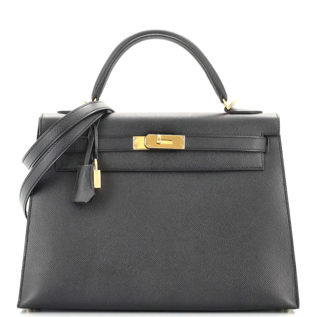 Kelly Handbag Noir Epsom with Gold Hardware 32 | Rebag