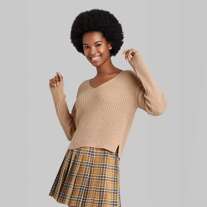 Women's V-Neck Rib Knit Pullover Sweater - Wild Fable™ | Target