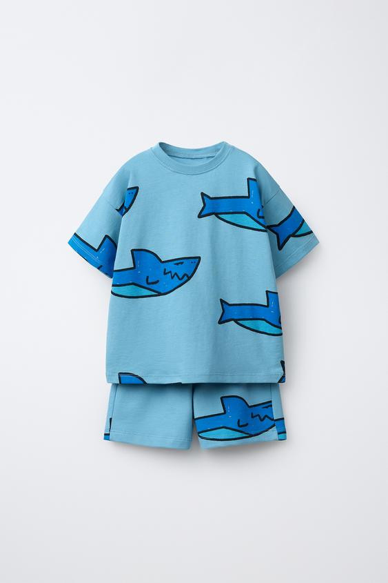 SHARK PRINT T-SHIRT AND BERMUDA SET | Zara US